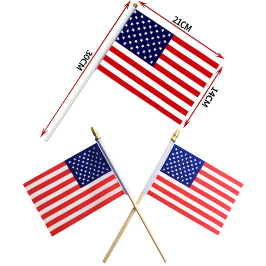100 Packs Small Holiday American Flags on Sticks (Wooden or Plastic) 4 x 6 Inches